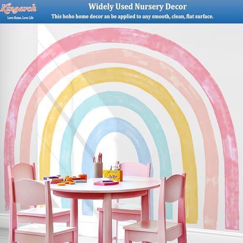 Large Watercolor Rainbow Wall Decals, Colorful Peel and Stick Fabric Nursery Wall Decor, Removable Home Room Wall Decor Murals Stickers for Kids Girls Toddler Bedroom Living Room Playroom