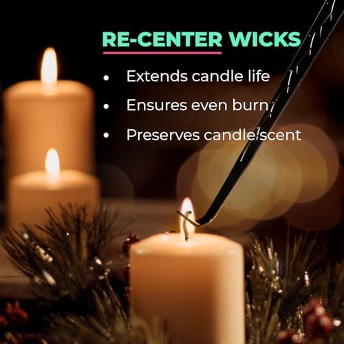 VViViD Candle Accessory Set, Contains Wick Trimmer, Candle Snuffer, and Wick Dipper, Black Stainless Steel