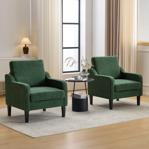 VINGLI Accent Chairs Set of 2, Chenille Upholstered Armchair Living Room