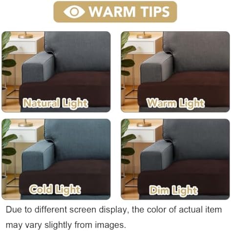 H.VERSAILTEX Stretch Velvet 3 Piece T Cushion Sofa Slipcovers - Individually Fitting Cushion Covers for 3 Cushion Couch - Stay in Place (Brown)