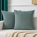 Kevin Textile Soft Corduroy 16x16 Inch Pillow Covers 2 Pack, Teal Green
