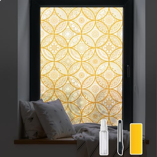 DKTIE Boho Stained Glass Look Window Privacy Film 17.7" x 118.1"