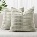 MIULEE Corduroy Decorative Throw Pillow Covers 20x20 Light Green Pack of 2