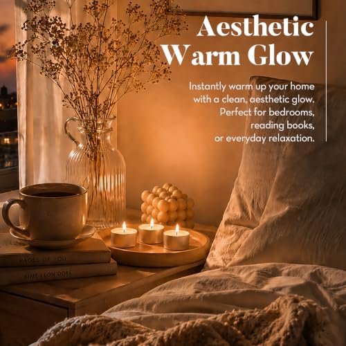 Ashlux 100-Pack Unscented Palm Wax Tea Lights Candles,8 Hours Burn