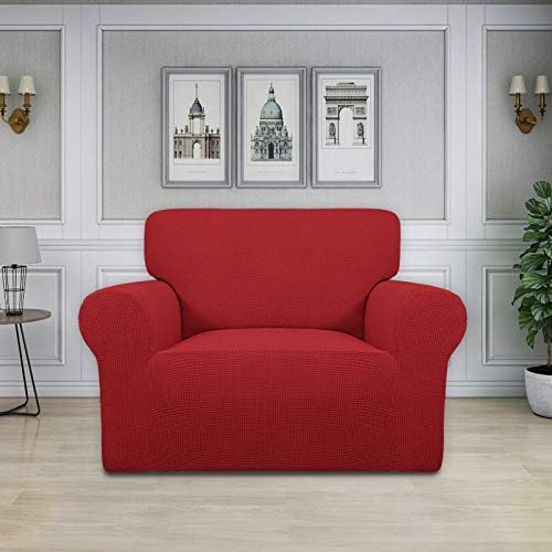 Easy-Going Stretch Oversized Chair Cover with Arm Washable Christmas Red