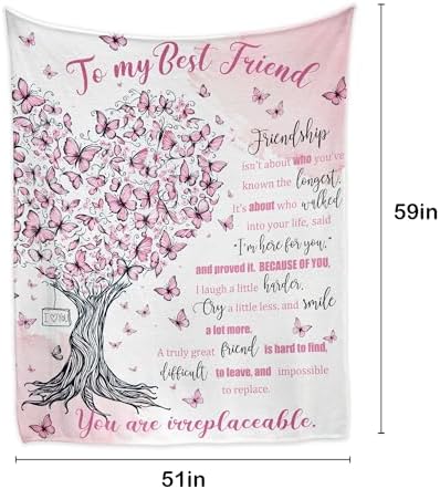 Newsely Pink Butterfly Tree Throw Blanket,50x60 Inch Reversible, Inspiritional Quotes Fashion Bible Verse Unique Girl Flannel Blanket Home Decor Super Soft Warm Cozy for Bed Couch Sofa Couch
