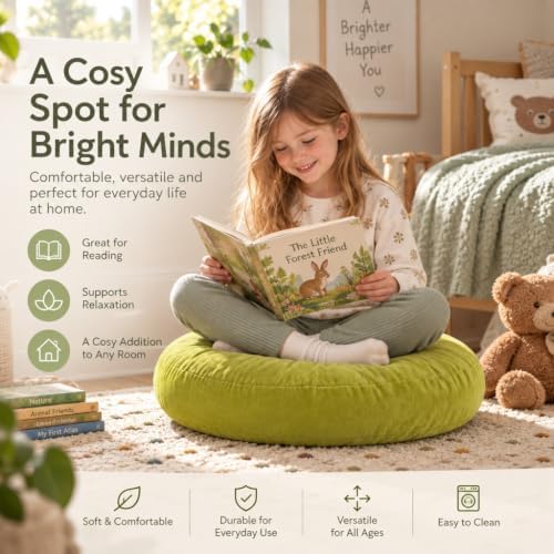 TOPCHANCES Kids Floor Cushions 6 Pack, 16" Round Classroom Seating with Handles, Waterproof Smolder-Resistant Sitting Pillows for Reading Circle Time, School & Daycare
