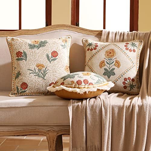 patdrea French Vintage Square Throw Pillow Cover,18"x18",Set of 2