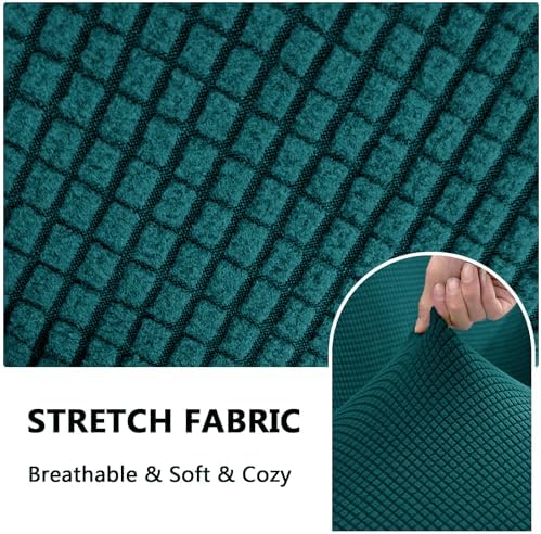 3 Piece Stretch Matching Chair and Ottoman Slipcover Set, Jacquard Arm Chair/Ottoman/Fitted Seat Covers, Non-Slip Accent Armchair and Foot Stool Slip Cover (Teal,3 Pieces Set)