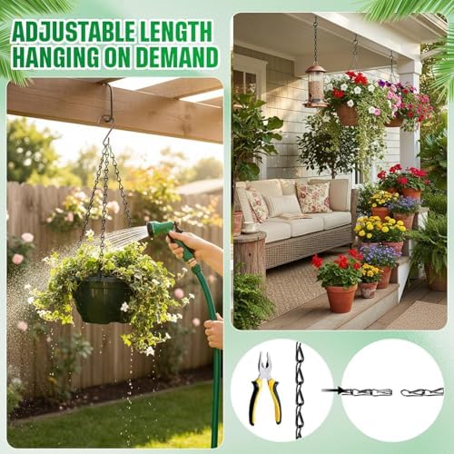 EBOOT 2 Pcs Hanging Chain for Bird Feeders Planters, 35 Inch, Black