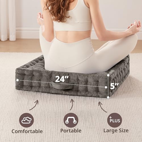 Intelligent Design Floor Pillow, Cushion for Meditation, 24x24 Charcoal