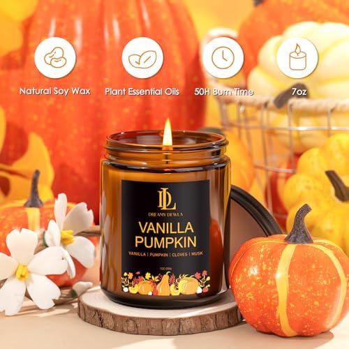 DL DREAMY DEWLA Fall Candles Set for Home Scented, 4 Pack 28oz, Soy Wax