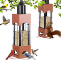 Squirrel Proof Bird Feeders for Outdoors Hanging, 5LB Large Capacity Metal Wild Bird Feeders, Heavy Duty Chew Proof Tube Feeder for Cardinal Finch Chickadee, Garden Yard Outside Decoration