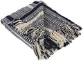 DII Braided Striped Throw Blanket, 50x60, Navy on Cream