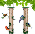 2 Packs Green Bird Feeder Tube Hanging Feeders, 6 Port Wild Bird Feeders Premium Hard Plastic with Steel Hanger Weatherproof and Water Resistant Great for Attracting Birds 18.2 Inches Large
