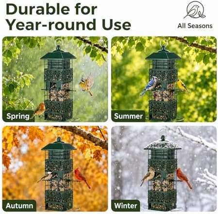 Squirrel Proof Bird Feeder, 2.8LB Weight-Activated Metal Outdoor