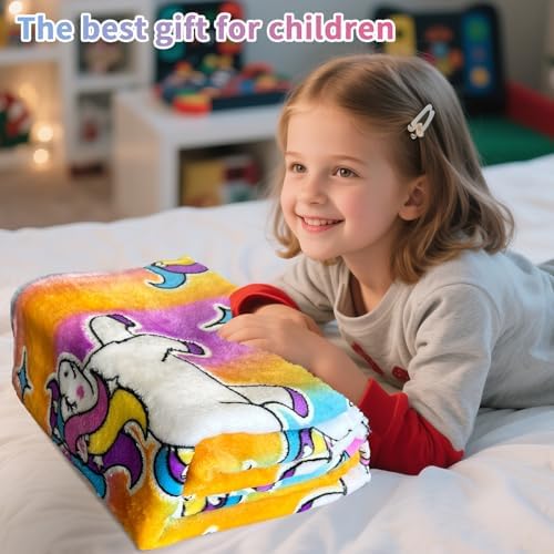 Unicorn Glow in The Dark Blanket, Unicorn Blanket for Girls/Kids, Unicorns Gifts for Girls Age 3-12, Toddler Blanket for Kids, Soft Fleece Blanket Throw Birthday Gift 40"x60"