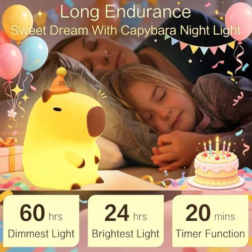 YR YRHH-PET Capybara Birthday Gifts Night Light, Squishy Cute Lamp, Fun Toy