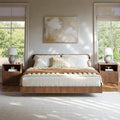 Evermagin King Bedroom Set, Fluted Floating Bed Frame & Nightstands, Walnut