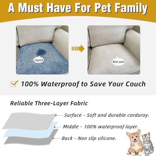 Couch Arm Covers, Sofa Arm Covers, Waterproof Armrest Cover for Sofa, Armchair, Loveseat, Non-Slip Recliner Arm Cover, Headrest Cover, Arm Chair Covers Set of 2 (Sapphire, 24"×20")