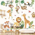 decalmile Jungle Animals Climbing Tree Safari Animal Wall Decals Stickers