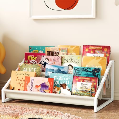 Aokitsink Toddler Bookshelf,Montessori Bookshelf,Bookshelves for Toddlers and Nursery,4 Tier Baby Bookshelves for Kids Rooms,Nursery,Playroom,Baby Room, Small Children Classroom