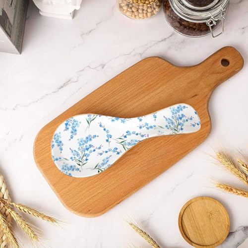 Ceramic Spoon Rest for Stove Top Kitchen Counter Large Spoon Holder Farmhouse Floral Flowers Print Coffee Spoon Cooking Utensil Tools Rest Modern Kitchen Decor