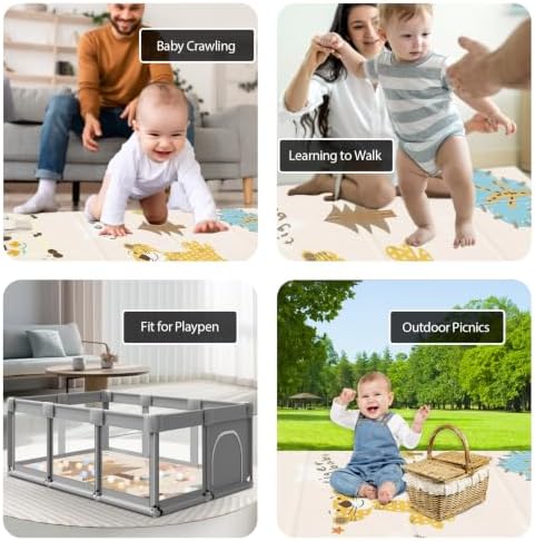 XVISHX Baby Play Mat, 71 x 59 Inch Play Mat Perfect for Use Baby Playpen, Foldable Baby Foam Playmat for Floor, Portable Waterproof Activity PlayMats for Babies, Infants and Toddlers