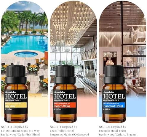 Essential Oil Gift Set, Hotel-Inspired Fragrance Oil Set, 6 Luxury Hotel Scents for Diffusers, Reed Diffusers & Home Fragrance, Aroma Oils for Home Scenting, Housewarming Gift, 6×0.34 Fl Oz
