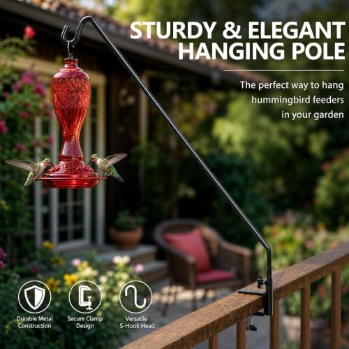 MIXXIDEA Heavy Duty Extensible Deck Hook - Adjustable for Hanging Bird Feeders, Plants, Wind Chimes, Lanterns