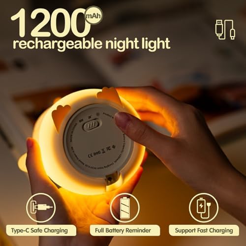 ATSUI Penguin Night Light, LED Squishy Novelty Animal Night Lamp, Food Grade Silicone, 2 Level Dimmable, Nursery Nightlight for Desk Decor, Funny Gifts Stuff for Boys Girls Baby, White Elephant Gifts