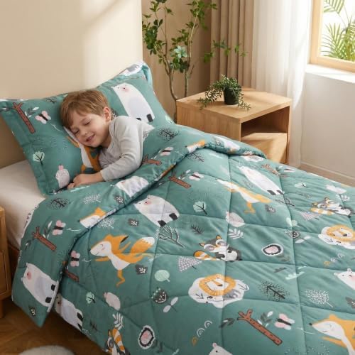 JSD Green Forest Animal Kids Comforter Set Full Size