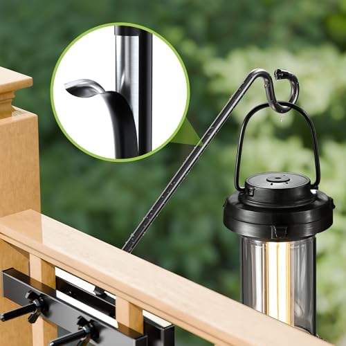 2 Pack 17Inch Deck Hook, Deck Bird Feeder Hanger for Railing 15lbs Capacity