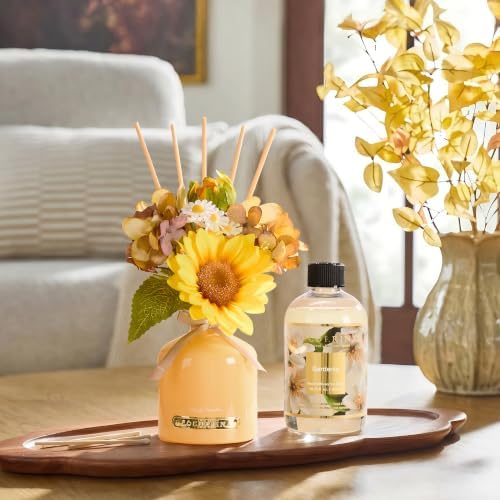 Cocorrína Reed Diffuser Refill Gardenia 10.15oz (300ml) with 8 Sticks - Premium Long-Lasting Floral Essential Oil, Home Fragrance for Bedroom, Bathroom Home Decor