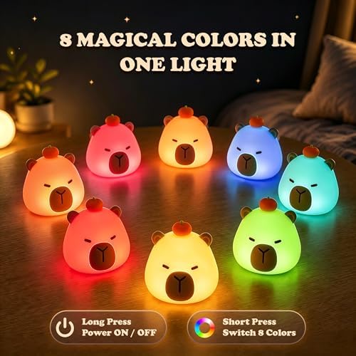 UNEEDE 3 Pack Mini Animal Night Light Set, Mini Capybara, Frog & Duck Lamp