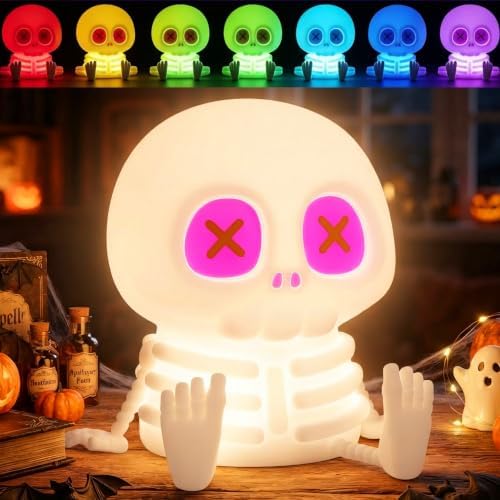 YR YRHH-PET Skeleton Skull Lamp, Halloween Decor Gift, Kid Cute Night Light
