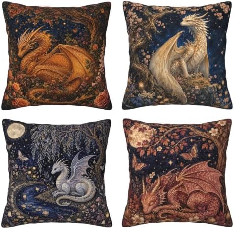 Dragon Decorative Throw Pillow Covers 18x18 Inch Set of 4
