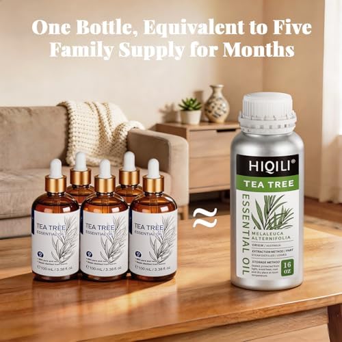 HIQILI Tea Tree Oil Large Capacity for DIY Candles, Soaps and Nail Care