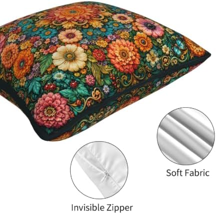 Floral Mandala Decorative Throw Pillow Covers 18x18 Inch Set of 4