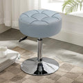 LUE BONA Height Adjustable Vanity Stool 15.8"-20.7", 360° Swivel Grayish Blue Faux Leather Chair, 300lb Capacity for Makeup Room, Bathroom