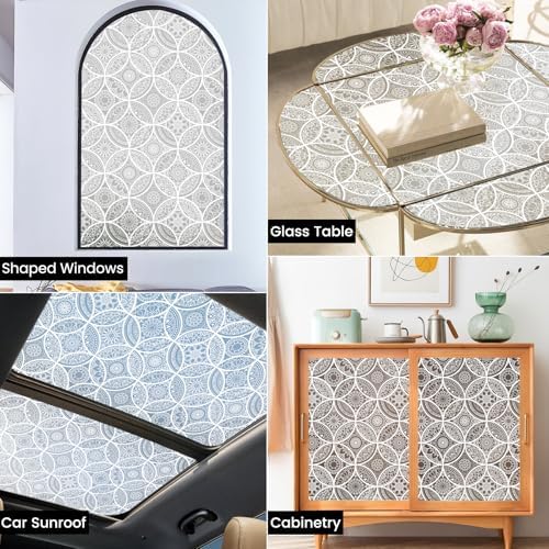 DKTIE Bohemian Stained Glass Window Film Easy to Install 35.4" x 118.1"