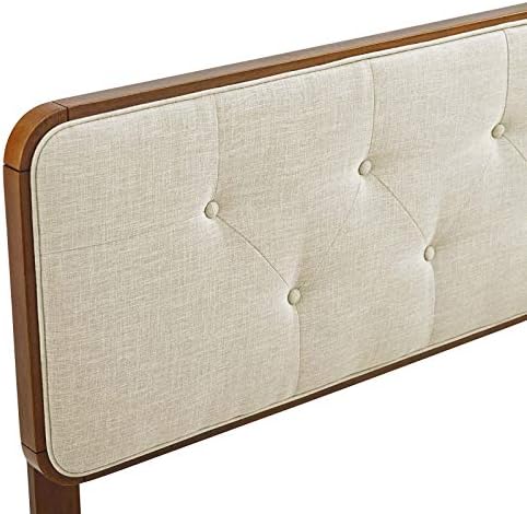 Modway MOD-6235-WAL-BEI Collins Tufted King Fabric and Wood Headboard, Walnut Beige
