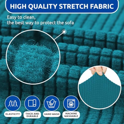 KEKUOU Stretch Chair Sofa Slipcover, Single Couch Cover,Peacock Blue