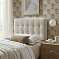 Modway Lily Twin Size Headboard with Biscuit Tufting in Dove - Fabric Upholstery with Padded Design and 5 Height-Adjustable Mounts