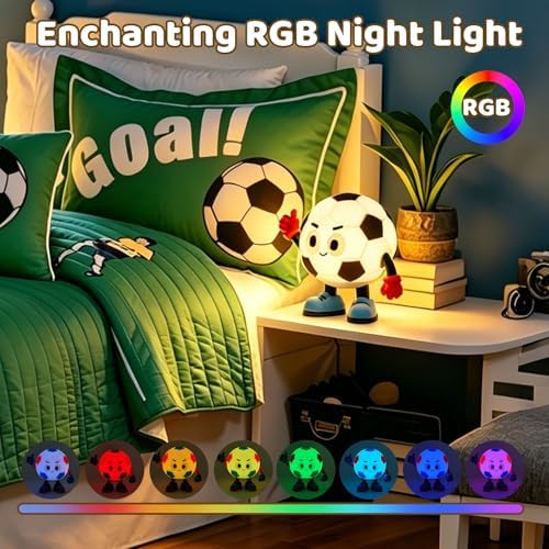 Amaredom Soccer Night Light for Kids, Cute Soccer Lamp, Black & White
