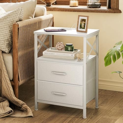Huuger Night Stand with Charger Station, USB-C Port, End Table
