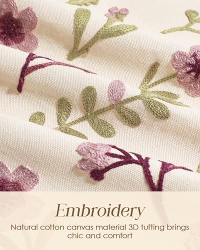 Miss Adola Embroidered Canvas Table Runner 13"x72", Subtle Floral