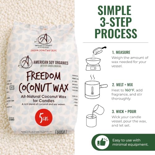 American Soy Organics Freedom Coconut Soy Wax Beads, Candle Wax, 10 lbs