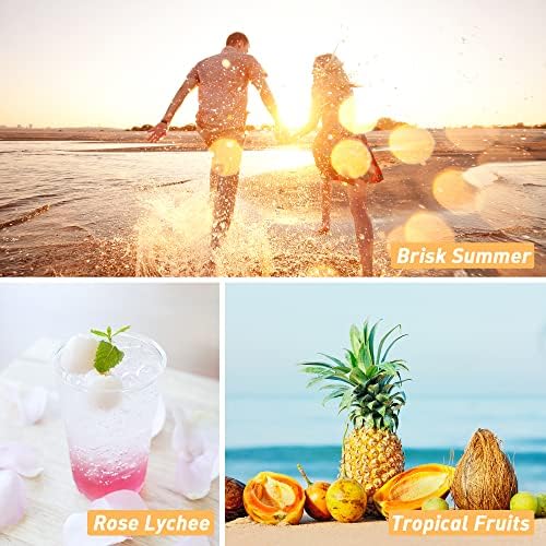 Summer Essential Oils, ESSLUX Premium Candle Fragrance Oil, Soap Making Scents, Essential Oils for Diffusers for Home, Ocean Breeze, Fresh Bellini, Rose Lychee, Tropical Fruits & More