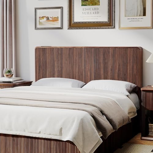 Wood Headboard King Size with 2 Outlets and USB & Type C Port